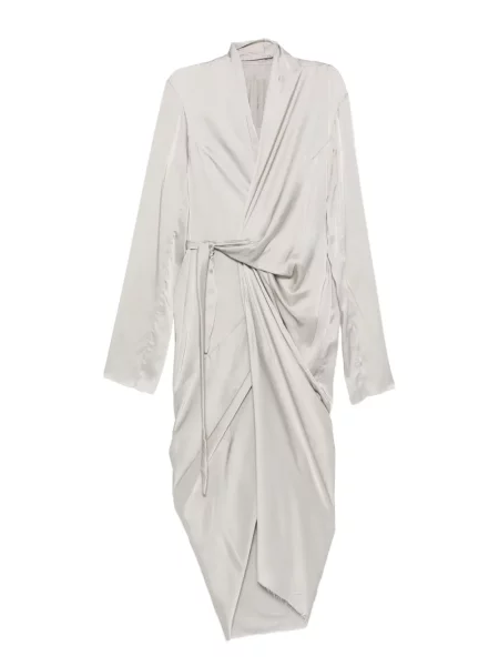 Rochie midi Rick Owens drapată până la genunchi de costum gri