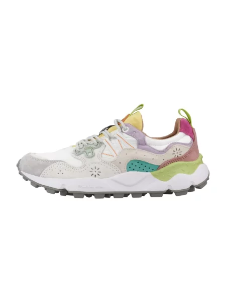 Sneakersy Flower Mountain w kwiatki zamszowe białe