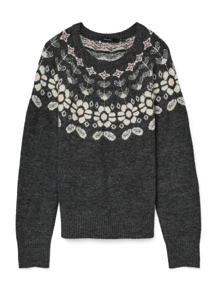 VERO MODA Pulover VMSIMONE gri închis / roz alb