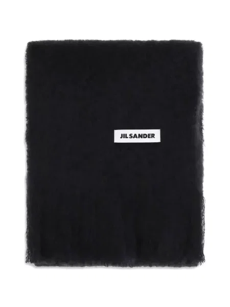 Fular Jil Sander cu franjuri negru