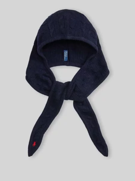 Czapka z wełny kaszmir z kapturem Polo Ralph Lauren granatowa