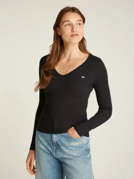 Tommy Jeans Bluză ESSENTIAL | negru