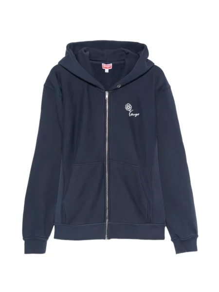 Majica s kapuljačom Kenzo s cvjetnim printom s printom plava
