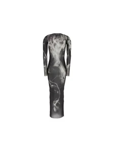 Lniana długa sukienka maxi Jean Paul Gaultier czarna