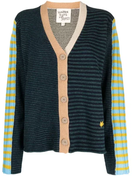 Haftowany kardigan Yanyan Knits z dekoltem w serek