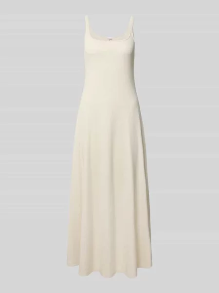 Sukienka midi z drobnym prążkowaniem Gap beżowa