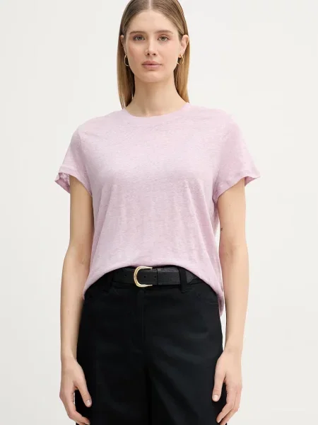 United Colors of Benetton t-shirt lniany różowa