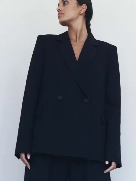 Піджак MUUV. двобортний однотонна чорний