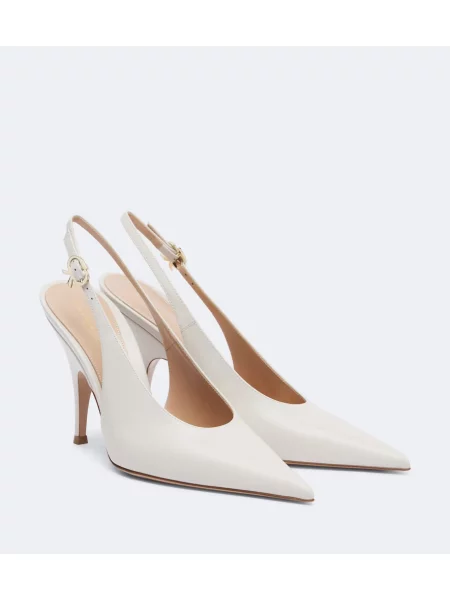 Pantofi cu toc Gianvito Rossi din piele slingback alb