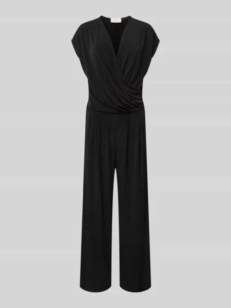 Kombinezon w kopertowy styl z dekoltem w serek Robe Légère czarny