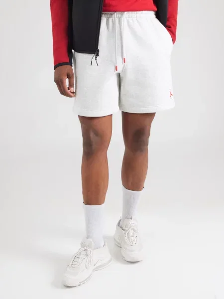 Jordan Nohavice Brooklyn Fleece svetlosivá / červená čierna