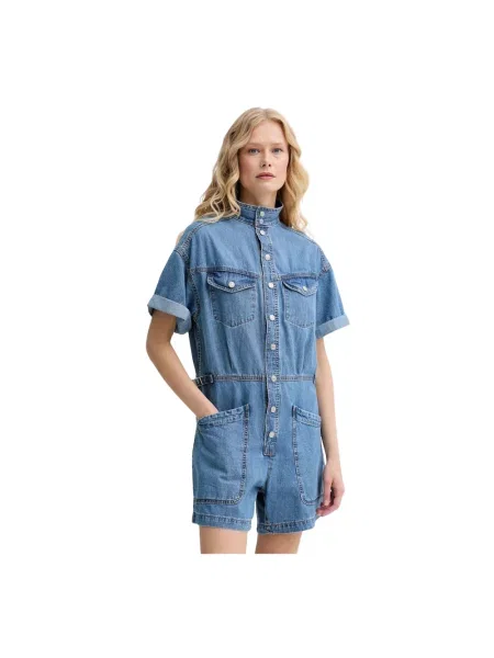 Krótki krótki kombinezon Levi's z krótkim rękawem niebieski