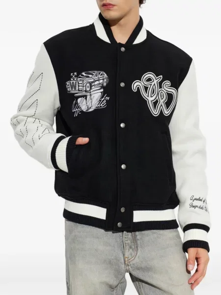 Geacă bomber Off-white cu autograf alb