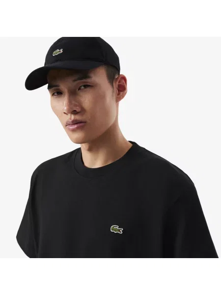 Lacoste T-Shirt Z Grubego Dzerseju Bawelnianego czarny