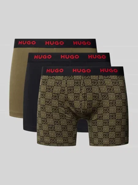 Obcisłe bokserki z mieszanka bawełny w zestaw 3 szt. Hugo zielone
