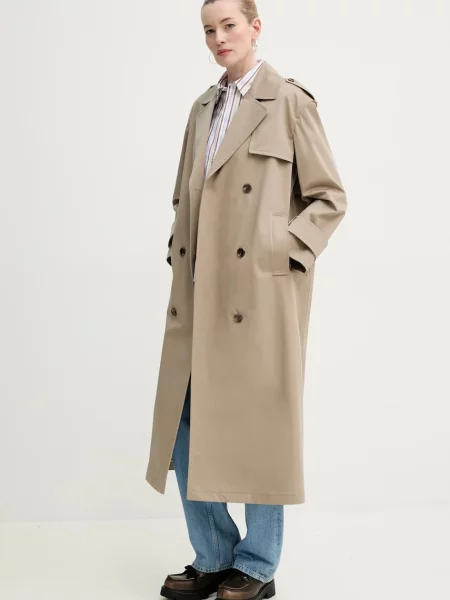 Theory palton femei de tranzitie cu doua randuri de bej