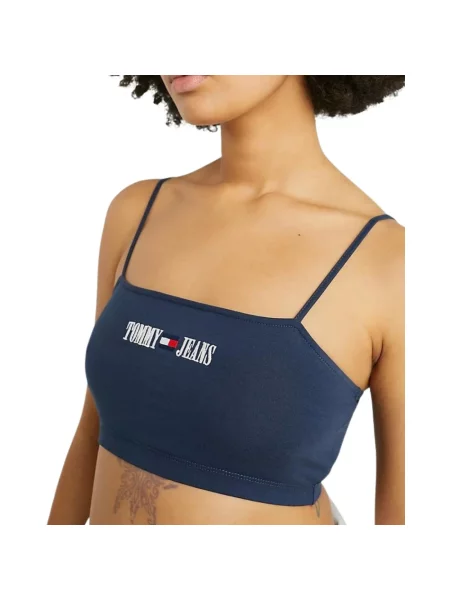 Top Tommy Jeans o skróconej długości niebieski