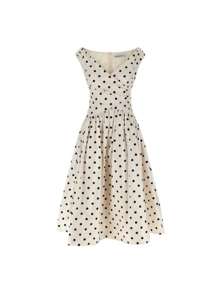 Sukienka midi Self-portrait w grochy biała