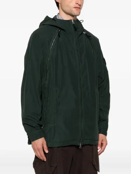 Geacă Stone Island cu glugă cu strasuri verde