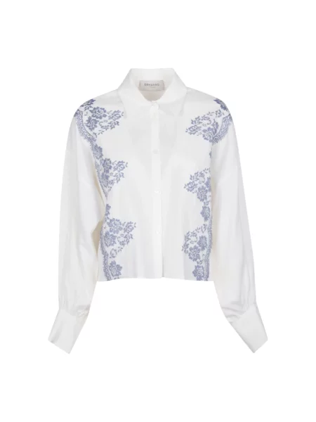 Długi koszula dżinsowa Ermanno Scervino z długim rękawem biały