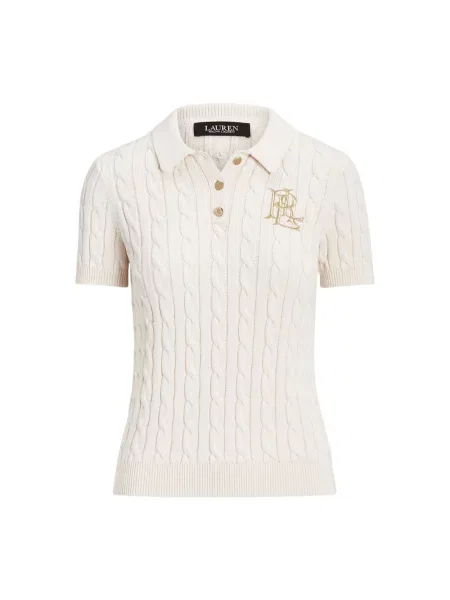 Dzianinowy krótki sweter Lauren Ralph Lauren biały