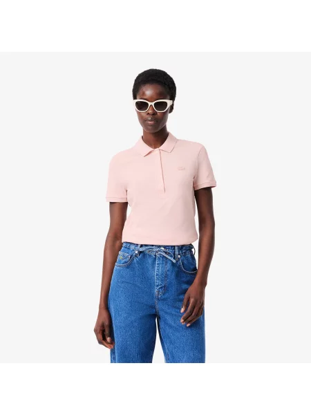Lacoste Koszulka Polo Slim Fit Stretch Mini Piqué różowa