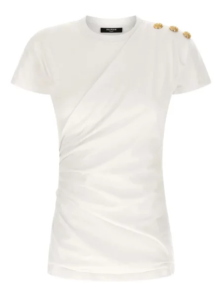 Tricou Balmain drapate alb