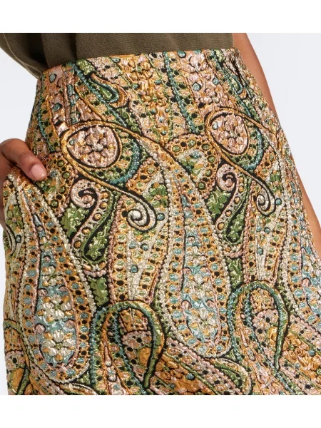 Fustă midi Dries Van Noten cu model paisley din jacard