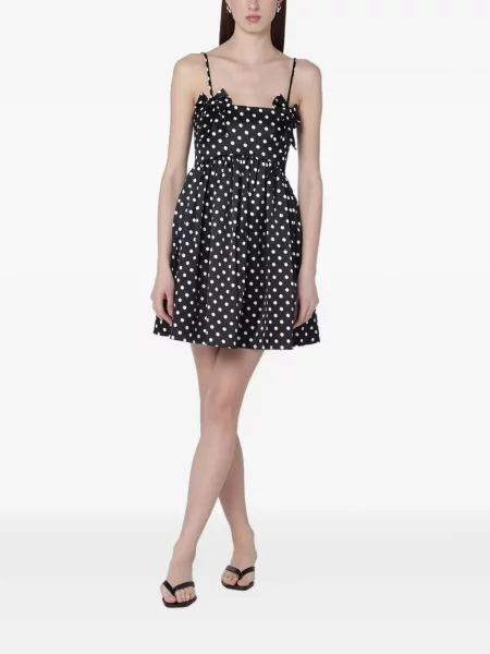 Rochie mini Ganni din satin cu buline negru