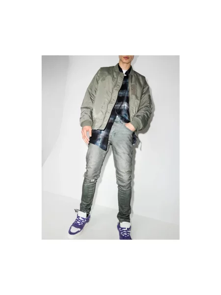 Jeansy skinny Purple Brand z niską talią niebieskie