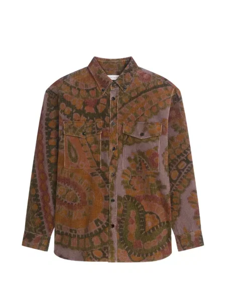 Cămașă Dries Van Noten de catifea cord maro