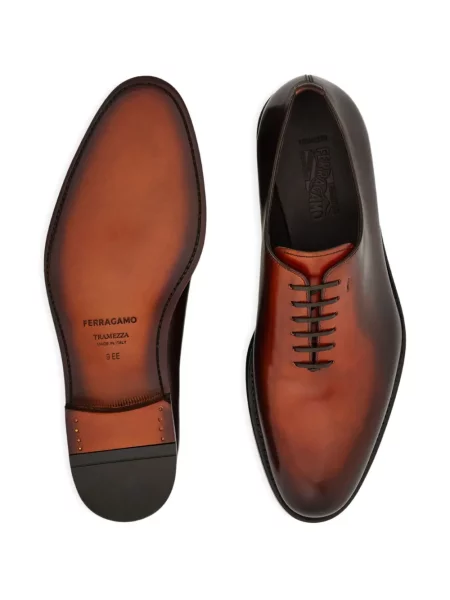 Oxford Ferragamo din țesătură twill maro