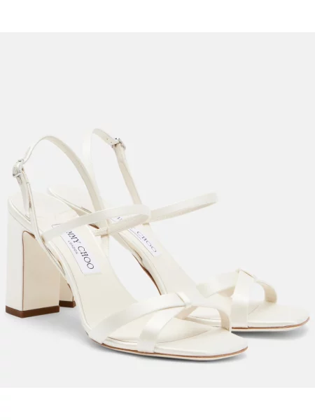 Sandale Jimmy Choo din satin slingback alb