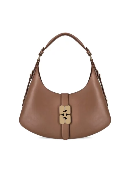 Torebka Ganni skórzana brązowa