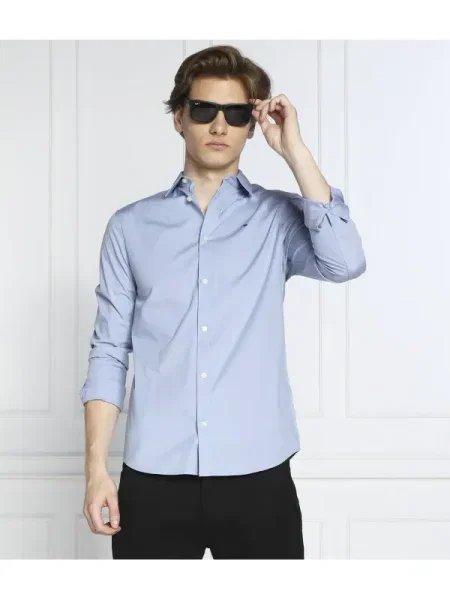 Cămașă Tommy Jeans stretch albastru