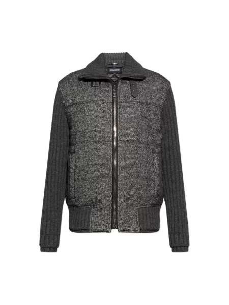 Sweter Dolce And Gabbana wełniany w pepitkę szary