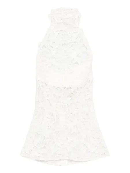 Top Manuri din dantelă alb