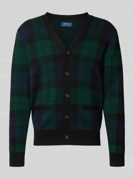 Kardigan rozpinany o kroju regular fit z czystej wełny Polo Ralph Lauren czarny