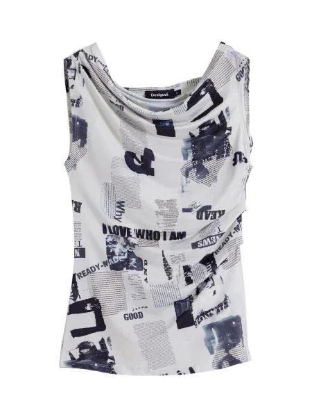 Desigual Bluza Breaking News Écru