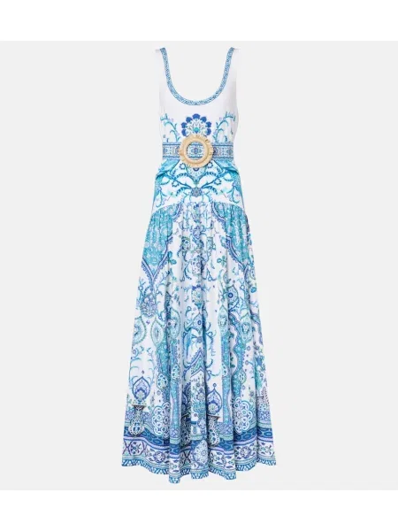 Rochie maxi Camilla din jerseu de costum alb