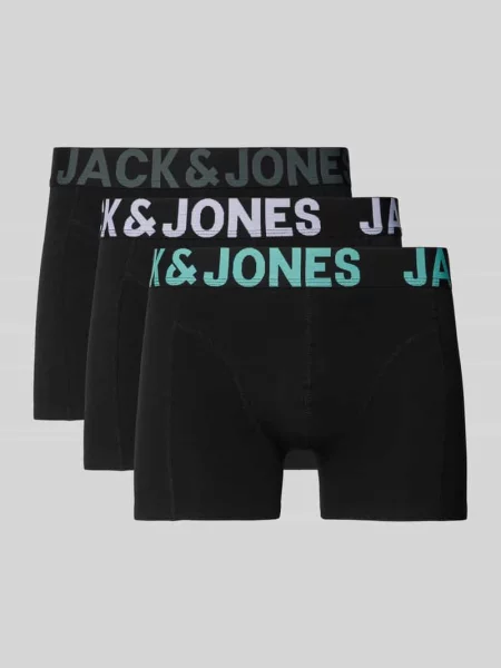 Obcisłe bokserki z elastycznym z logo w zestawie 3 szt. model ‘ELIAS’ Jack & Jones czarne