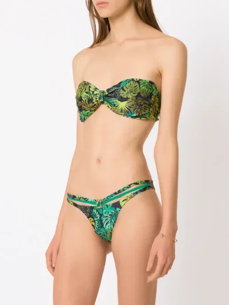 Bikini Amir Slama z nadrukiem w tropikalny nadruk bez ramiączek zielony