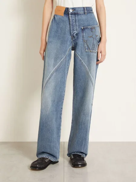 Jw Anderson Rovné Džíny Twisted Workwear mid blue modré