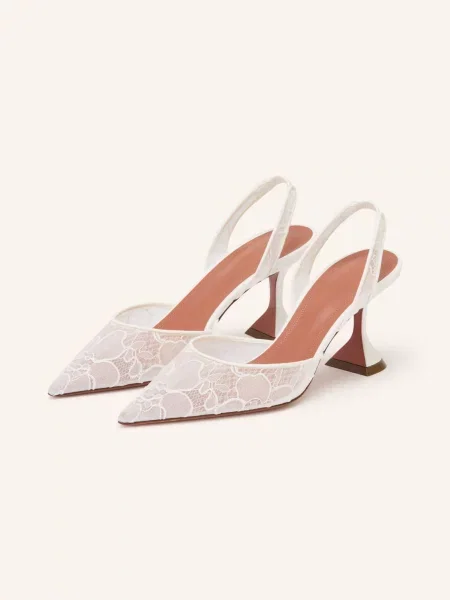 Amina Muaddi Czółenka Typu Slingback Holli weiss biała