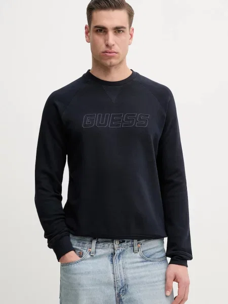 Guess bluza ALDWIN granatowy z nadrukiem