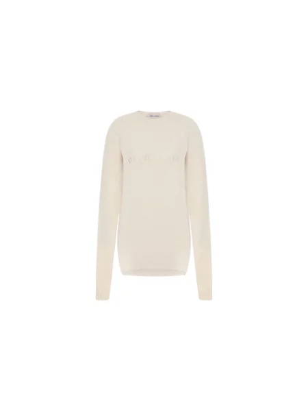 Sweter Alberta Ferretti wełniany z logo beżowy