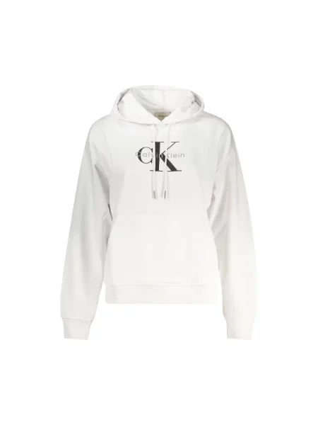 Bluza z kapturem Calvin Klein z kapturem z długim rękawem biała