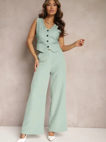 Pantaloni largi deschis Laodaleia verde