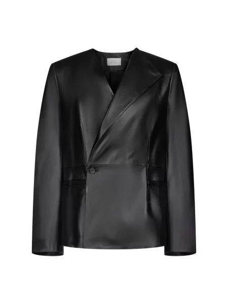 Marynarka skórzana Loulou Studio skórzana asymetryczna czarna