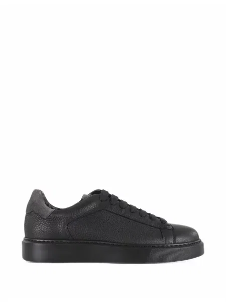 Sneakerși Doucal's cu șireturi din piele negru